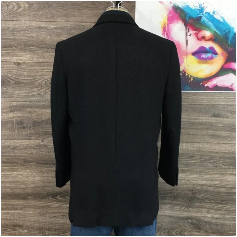 Studio Suits‎ Men's Long Coat Over Coat Wool Sports Jacket 40R Men Black Trench